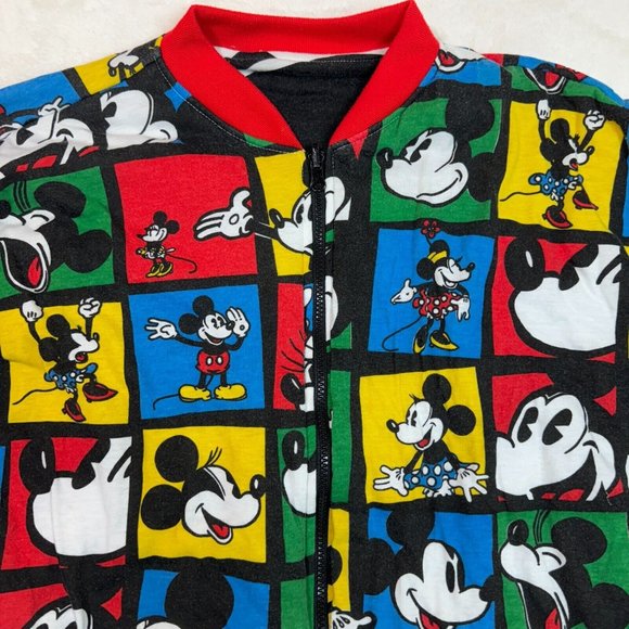 Vintage 80's Disney Mickey Mouse Unisex M 22X26 Reversible Cotton Bomber Jacket - Picture 2 of 16